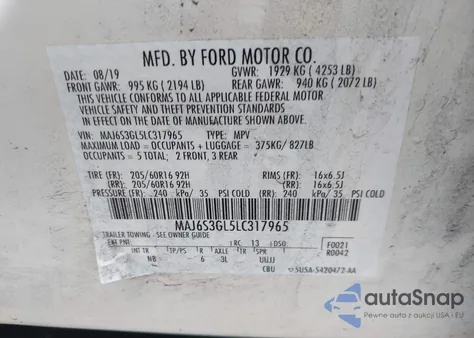2020 Ford Ecosport Se from USA, damaged, VIN MAJ6S3GL5LC317965